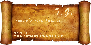 Tomanóczy Gyula névjegykártya